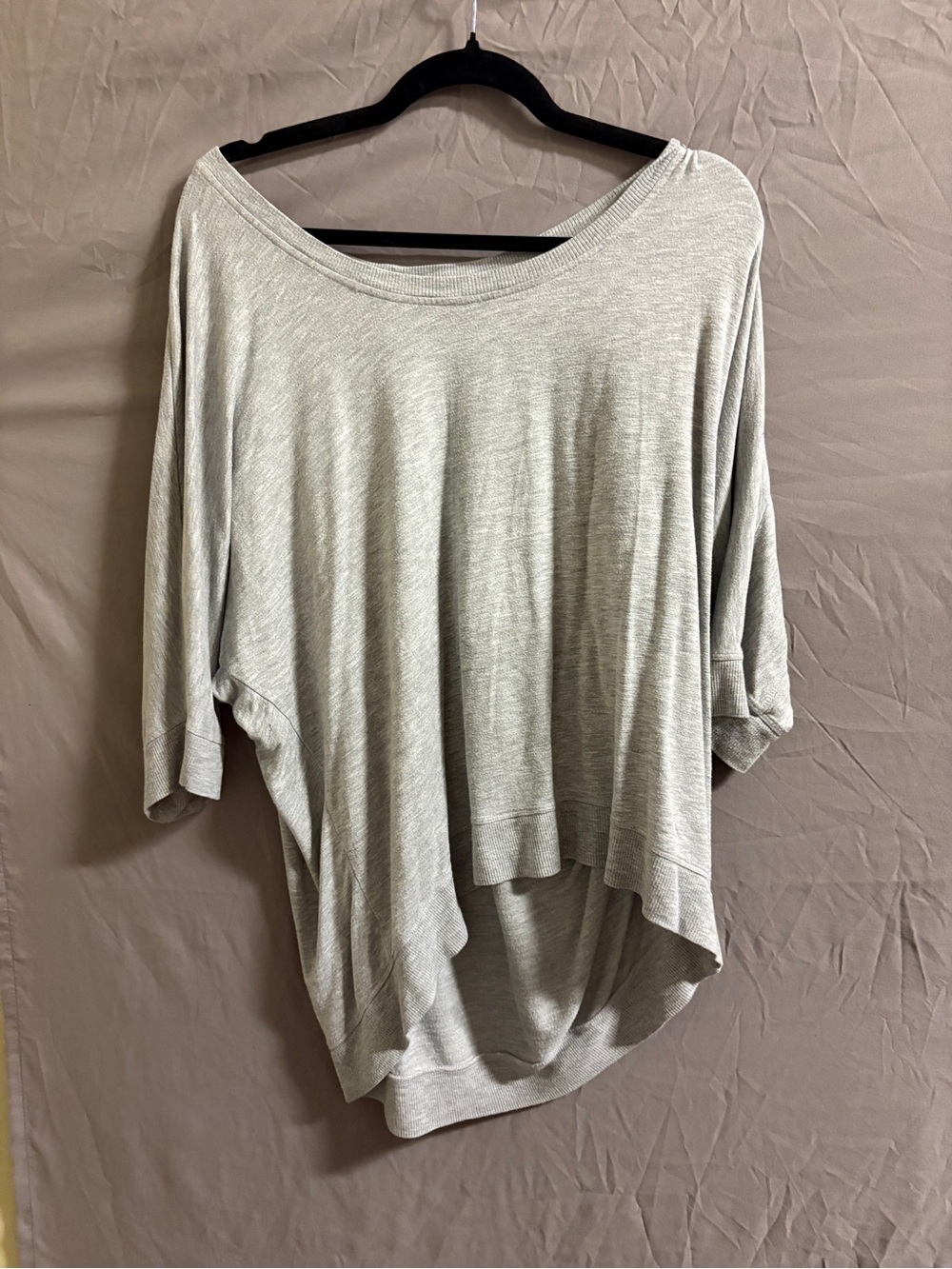 Women's Oversized Dolman Sleeve Top - Light Gray